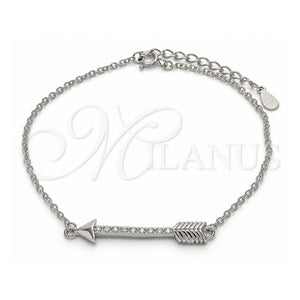 Pulsera Elegante 03.336.0011.07 Plata Rodinada, con Micro Pave Blanca, Pulido, Rodinado (Grosor 01 MM, 7 Pulgadas de Largo)
