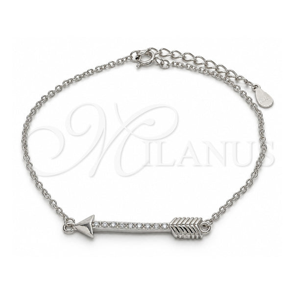 Pulsera Elegante 03.336.0011.07 Plata Rodinada, con Micro Pave Blanca, Pulido, Rodinado (Grosor 01 MM, 7 Pulgadas de Largo)