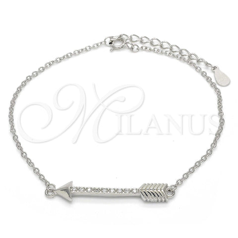 Pulsera Elegante 03.336.0011.07 Plata Rodinada, con Micro Pave Blanca, Pulido, Rodinado (Grosor 01 MM, 7 Pulgadas de Largo)