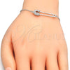 Pulsera Elegante 03.336.0015.07 Plata Rodinada, Diseño de Paperclip, con Micro Pave Blanca, Pulido, Rodinado (Grosor 01 MM, 7 Pulgadas de Largo)