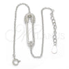 Pulsera Elegante 03.336.0015.07 Plata Rodinada, Diseño de Paperclip, con Micro Pave Blanca, Pulido, Rodinado (Grosor 01 MM, 7 Pulgadas de Largo)