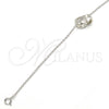 Pulsera Elegante 03.336.0022.07 Plata Rodinada, con Zirconia Cubica Blanca, Pulido, Rodinado (Grosor 01 MM, 7 Pulgadas de Largo)