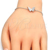 Pulsera Elegante 03.336.0023.08 Plata Rodinada, Diseño de Mariposa, con Micro Pave Blanca, Pulido, Rodinado (Grosor 01 MM, 8 Pulgadas de Largo)