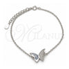 Pulsera Elegante 03.336.0023.08 Plata Rodinada, Diseño de Mariposa, con Micro Pave Blanca, Pulido, Rodinado (Grosor 01 MM, 8 Pulgadas de Largo)