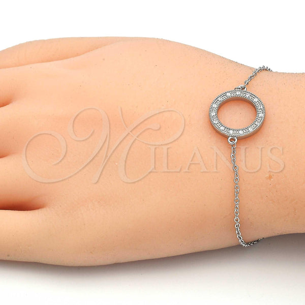 Pulsera Elegante 03.336.0024.07 Plata Rodinada, con Zirconia Cubica Blanca, Pulido, Rodinado (Grosor 01 MM, 7 Pulgadas de Largo)