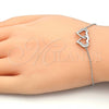 Pulsera Elegante 03.336.0025.07 Plata Rodinada, Diseño de Corazón, con Micro Pave Blanca, Pulido, Rodinado (Grosor 01 MM, 7 Pulgadas de Largo)