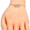 Pulsera Elegante 03.336.0025.07 Plata Rodinada, Diseño de Corazón, con Micro Pave Blanca, Pulido, Rodinado (Grosor 01 MM, 7 Pulgadas de Largo)