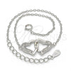 Pulsera Elegante 03.336.0025.07 Plata Rodinada, Diseño de Corazón, con Micro Pave Blanca, Pulido, Rodinado (Grosor 01 MM, 7 Pulgadas de Largo)