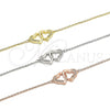 Pulsera Elegante 03.336.0025.07 Plata Rodinada, Diseño de Corazón, con Micro Pave Blanca, Pulido, Rodinado (Grosor 01 MM, 7 Pulgadas de Largo)