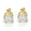 Arete Dormilona 02.284.0013 Oro Laminado, con Blanca Zirconia Cubica, Pulido, Tono Dorado