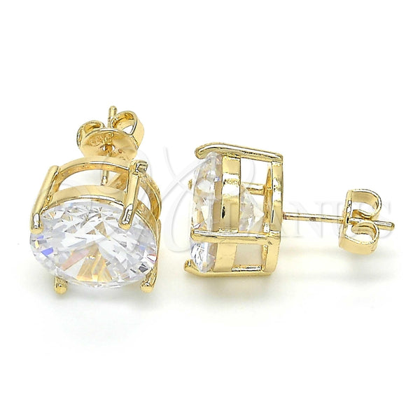 Arete Dormilona 02.284.0013 Oro Laminado, con Blanca Zirconia Cubica, Pulido, Tono Dorado