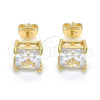Arete Dormilona 02.284.0015 Oro Laminado, con Zirconia Cubica Blanca, Pulido, Tono Dorado