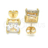 Arete Dormilona 02.284.0015 Oro Laminado, con Zirconia Cubica Blanca, Pulido, Tono Dorado