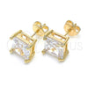 Arete Dormilona 02.284.0015 Oro Laminado, con Zirconia Cubica Blanca, Pulido, Tono Dorado