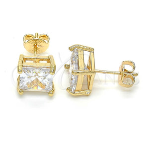 Arete Dormilona 02.284.0015 Oro Laminado, con Zirconia Cubica Blanca, Pulido, Tono Dorado