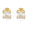 Arete Dormilona 02.284.0016 Oro Laminado, con Blanca Zirconia Cubica, Pulido, Tono Dorado