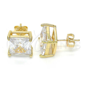 Arete Dormilona 02.284.0016 Oro Laminado, con Blanca Zirconia Cubica, Pulido, Tono Dorado