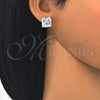 Arete Dormilona 02.284.0017 Oro Laminado, con Blanca Zirconia Cubica, Pulido, Tono Dorado