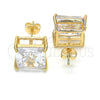 Arete Dormilona 02.284.0017 Oro Laminado, con Blanca Zirconia Cubica, Pulido, Tono Dorado