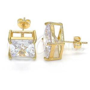 Arete Dormilona 02.284.0017 Oro Laminado, con Blanca Zirconia Cubica, Pulido, Tono Dorado