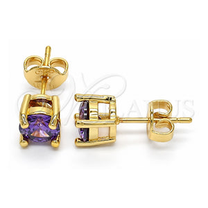 Arete Dormilona 02.284.0010.3 Oro Laminado, con Amatista Zirconia Cubica, Pulido, Tono Dorado