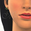 Arete Dormilona 02.284.0010.5 Oro Laminado, con Fern Green Zirconia Cubica, Pulido, Tono Dorado