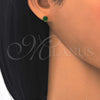 Arete Dormilona 02.284.0010.5 Oro Laminado, con Fern Green Zirconia Cubica, Pulido, Tono Dorado