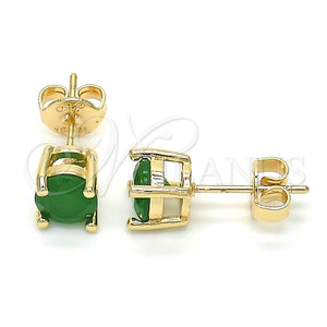 Arete Dormilona 02.284.0010.5 Oro Laminado, con Fern Green Zirconia Cubica, Pulido, Tono Dorado