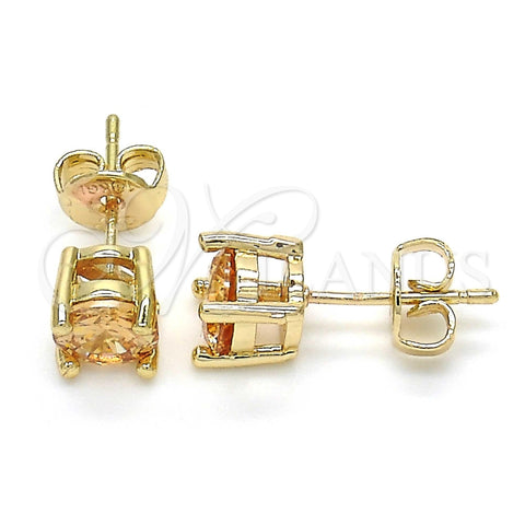 Arete Dormilona 02.284.0010.7 Oro Laminado, con Zirconia Cubica Champan, Pulido, Tono Dorado