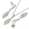 Juego de Arete y Dije de Adulto 10.337.0001 Plata Rodinada, con Micro Pave Blanca, Pulido, Rodinado