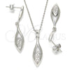 Juego de Arete y Dije de Adulto 10.337.0001 Plata Rodinada, con Micro Pave Blanca, Pulido, Rodinado