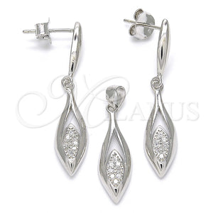 Juego de Arete y Dije de Adulto 10.337.0001 Plata Rodinada, con Micro Pave Blanca, Pulido, Rodinado