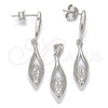 Juego de Arete y Dije de Adulto 10.337.0001 Plata Rodinada, con Micro Pave Blanca, Pulido, Rodinado