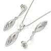 Juego de Arete y Dije de Adulto 10.337.0002 Plata Rodinada, con Micro Pave Blanca, Pulido, Rodinado