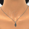 Juego de Arete y Dije de Adulto 10.337.0003 Plata Rodinada, Diseño de Oja, Pulido, Rodinado