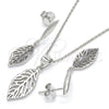 Juego de Arete y Dije de Adulto 10.337.0003 Plata Rodinada, Diseño de Oja, Pulido, Rodinado