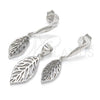 Juego de Arete y Dije de Adulto 10.337.0003 Plata Rodinada, Diseño de Oja, Pulido, Rodinado
