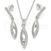 Juego de Arete y Dije de Adulto 10.337.0004 Plata Rodinada, con Micro Pave Blanca, Pulido, Rodinado