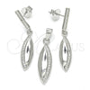 Juego de Arete y Dije de Adulto 10.337.0004 Plata Rodinada, con Micro Pave Blanca, Pulido, Rodinado