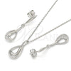 Juego de Arete y Dije de Adulto 10.337.0005 Plata Rodinada, Diseño de Gota, Pulido, Rodinado