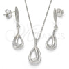 Juego de Arete y Dije de Adulto 10.337.0005 Plata Rodinada, Diseño de Gota, Pulido, Rodinado