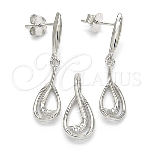 Juego de Arete y Dije de Adulto 10.337.0005 Plata Rodinada, Diseño de Gota, Pulido, Rodinado