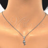 Juego de Arete y Dije de Adulto 10.337.0008 Plata Rodinada, Diseño de Delfín, con Zirconia Cubica Blanca, Pulido, Rodinado