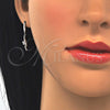 Juego de Arete y Dije de Adulto 10.337.0008 Plata Rodinada, Diseño de Delfín, con Zirconia Cubica Blanca, Pulido, Rodinado