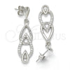 Arete Largo 02.337.0002 Plata Rodinada, Diseño de Gota, con Zirconia Cubica Blanca, Pulido, Rodinado