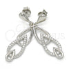 Arete Largo 02.337.0002 Plata Rodinada, Diseño de Gota, con Zirconia Cubica Blanca, Pulido, Rodinado