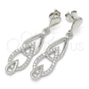Arete Largo 02.337.0002 Plata Rodinada, Diseño de Gota, con Zirconia Cubica Blanca, Pulido, Rodinado