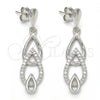 Arete Largo 02.337.0002 Plata Rodinada, Diseño de Gota, con Zirconia Cubica Blanca, Pulido, Rodinado