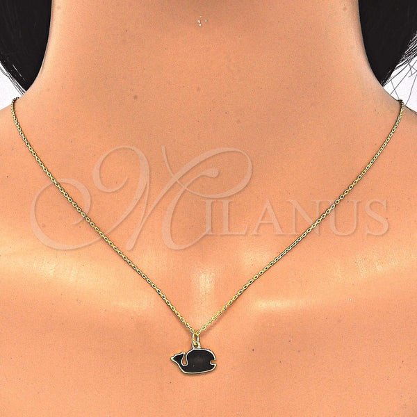 Collares con Dije 04.337.0003.1.16 Plata Rodinada, Pulido, Tono Dorado (Grosor 01 MM, 16 Pulgadas de Largo)
