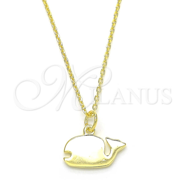 Collares con Dije 04.337.0003.1.16 Plata Rodinada, Pulido, Tono Dorado (Grosor 01 MM, 16 Pulgadas de Largo)